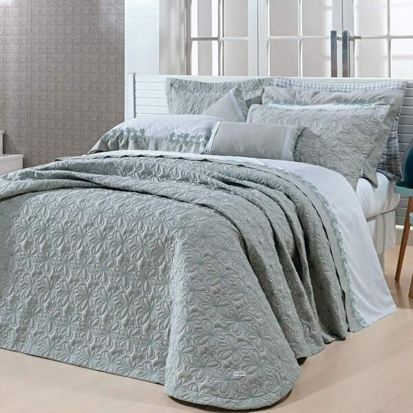 Cobre Leito Bordado King 100% Algodão Percal 200 Fios 3 Peças