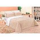 Cobre Leito Branco E Cáqui Casal Padrão Dupla Face 3 Peças