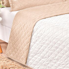 Cobre Leito Branco E Cáqui Casal Padrão Dupla Face 3 Peças