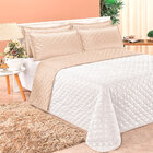 Cobre Leito Branco E Cáqui Casal Padrão Dupla Face 3 Peças