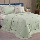 Cobre Leito Button Queen Bordado 7pç 100% Poliéster - Verde