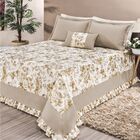 Cobre Leito Casa Show Floral Queen 5 Peças - Avelã - 100% Pol