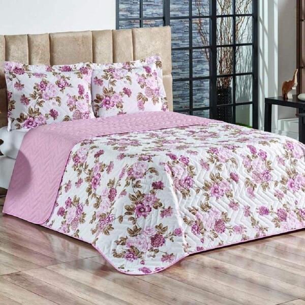 Cobre Leito Casal Alecrim Percal 3 Peças - Rosé