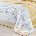 Cobre Leito Casal Amarelo Estampado 200 Fios Micro Percal 3 P