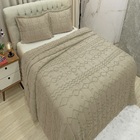 Cobre Leito Casal Bouke Dupla Face 3pç 100% Poliéster - Cáqui