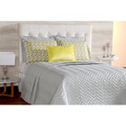 Cobre Leito Casal Chevron 06 Peças C/ Almofada - Cinza/amarelo