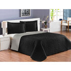 Cobre Leito Casal Dupla Face Preto / Cinza 3 Peças Matelado D