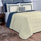 Cobre Leito Casal Grécia Dupla Face 7 Peças Palha