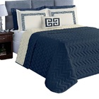 Cobre Leito Casal Grécia Dupla Face 7pç 100% Poliéster - Azul