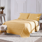 Cobre Leito Casal Hipercal 400 Fios Bordado 3 Pçs Amarelo