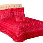 Cobre Leito Casal King Size Alice  07 Peças Vermelho [f101]