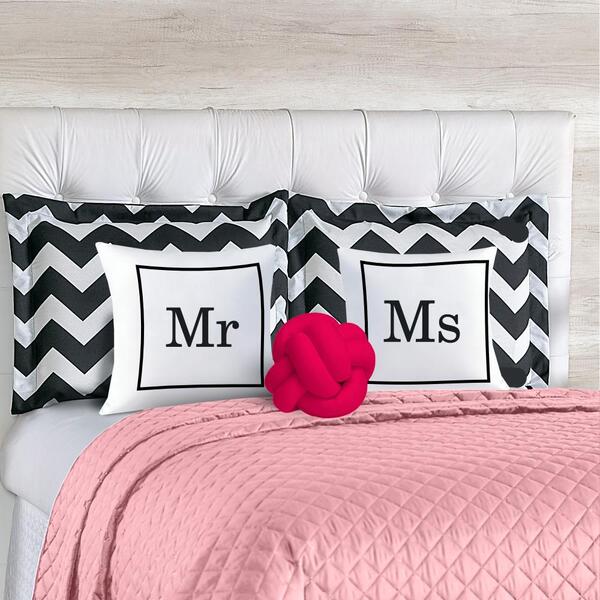 Cobre Leito Casal Mr E Ms Rose Toque Macio 8 Peças Com Duas A