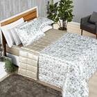 Cobre Leito Casal Padrão Alya Cetim Estampado 3 Peças - Marfim