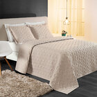 Cobre Leito Casal Padrão Bordado Cáqui Micropercal 200 Fios +