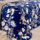 Cobre Leito Casal Padrão Campestre Azul 180 Fios + Jogo De Ca