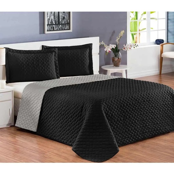 Cobre Leito Casal Padrão Pati 03 Peças Liso Tecido Microfibra