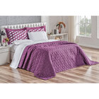 Cobre Leito Casal Padrão Roxo/branco + Jogo De Cama Ponto Pal