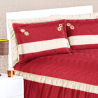 Cobre Leito Casal Vermelho Colcha Palha 3 Peças 2,60m X 2,40m