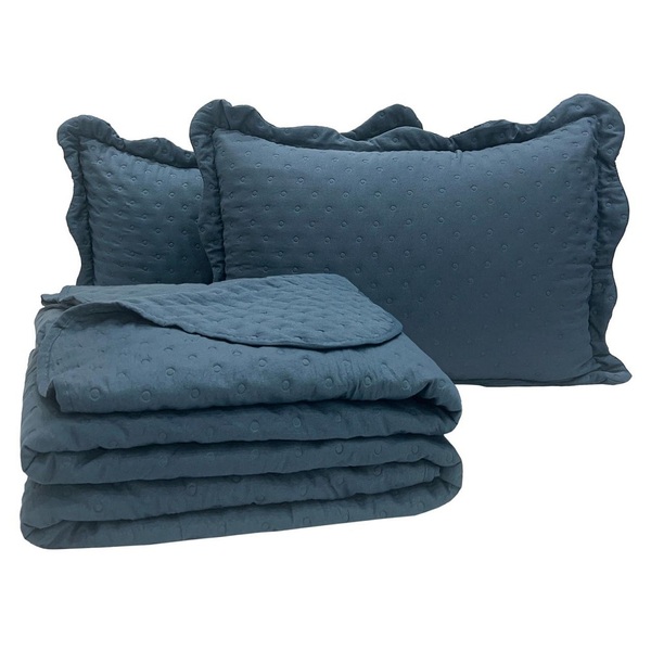 Cobre Leito Casal Vitoria Dupla Face 3pç 100% Poliéster - Mar