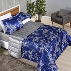 Cobre Leito Charme Queen 3 Peças Dupla Face - Azul - 100% Pol