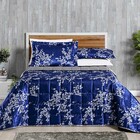 Cobre Leito Charme Queen 3 Peças Dupla Face - Azul - 100% Pol