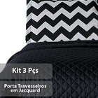 Cobre Leito Chevron +  Porta Travesseiros Casal Queen 03 Peça