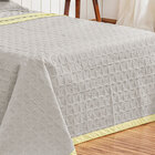 Cobre Leito Cinza / Amarelo Queen Size Firenze + Jogo De Cama