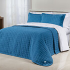 Cobre Leito Clássico Queen Azul 200 Fios 100% Algodão 3 Peças