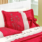 Cobre Leito Colcha Amore Vermelho Casal Queen 7 Peças Seda