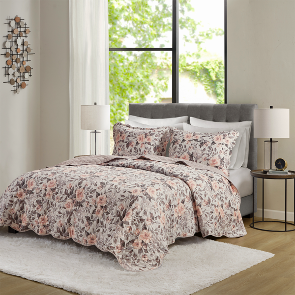 Cobre Leito Colcha King Dupla Face 03 Peças Com Porta Travess