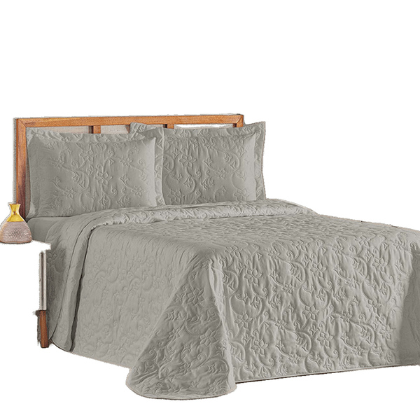 Cobre Leito Colcha Queen Mobili 03 Peças - Cinza - 100% Polié