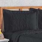 Cobre Leito Colcha Queen Mobili 03 Peças - Preto - 100% Polié