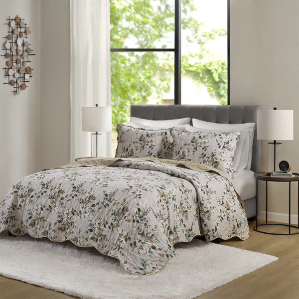 Cobre Leito Colcha Super King Dupla Face 03 Peças Com Porta T