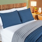 Cobre Leito Collors Solteiro Dupla Face 2 Peças Azul/cinza