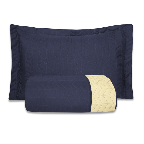 Cobre Leito Constantini 2 Pçs  Solteiro  Azul/palha