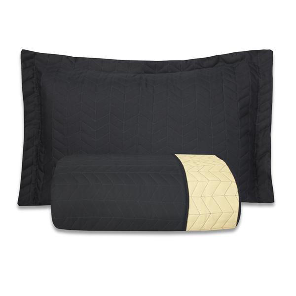 Cobre Leito Constantini 2 Pçs  Solteiro  Preto/palha