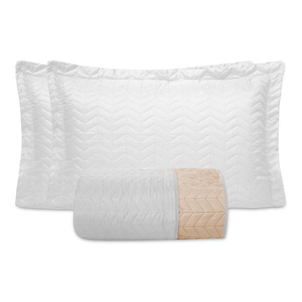 Cobre Leito Constantini 3 Peças King Dupla Face - Branco/palha