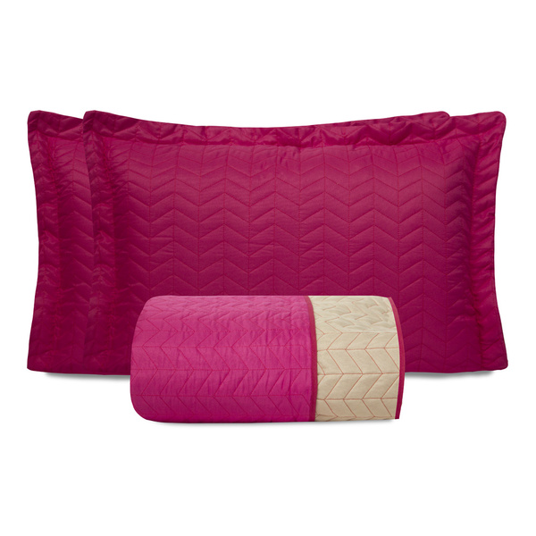 Cobre Leito Constantini 3 Peças King Dupla Face - Pink/palha