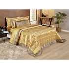 Cobre Leito De Cetim Charmousse Safari Queen Dourado + Jogo D