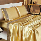 Cobre Leito De Cetim Charmousse Safari Queen Dourado + Jogo D