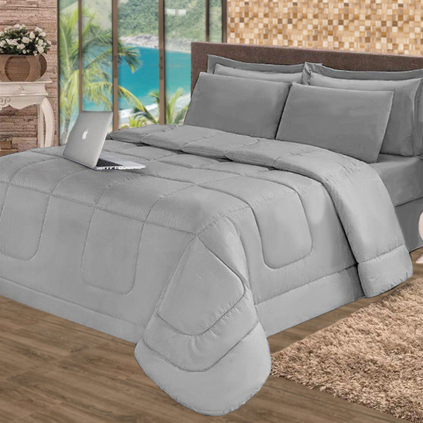 Cobre Leito De Verão Casal Aconchego Individual Cinza Cotex