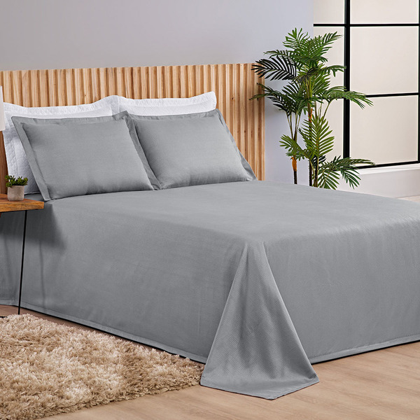 Cobre Leito Detroid Queen 3 Peças Piquet - Cinza