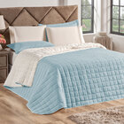 Cobre Leito Dupla Face Queen Azul 2,50m X 2,40m + Jogo De Cam