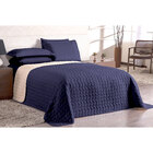 Cobre Leito Dupla Face Queen Azul/palha Liso Matelado Clássic