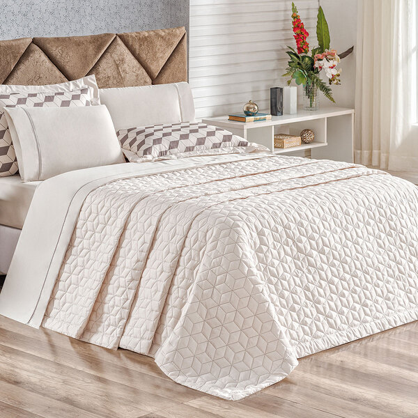 Cobre Leito Essencial Queen Palha/marrom + Jogo De Cama Ponto