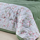 Cobre Leito Estampado Casal Floral Verde 200 Fios + Jogo De C