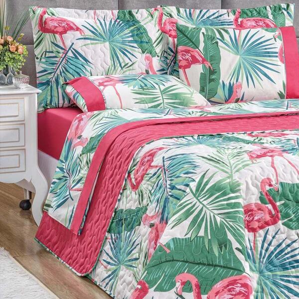 Cobre Leito Flamingo 200 Fios 3 Pçs Super King