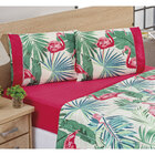 Cobre Leito Flamingo Casal Estampado Micropercal 200 Fios + J