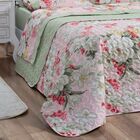 Cobre Leito Forest Floral Verde/rosê Casal Dupla Face Micrope