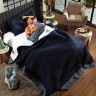 Cobre Leito Fortuny King 03pçs Percal 180 Fios Azul Marinho